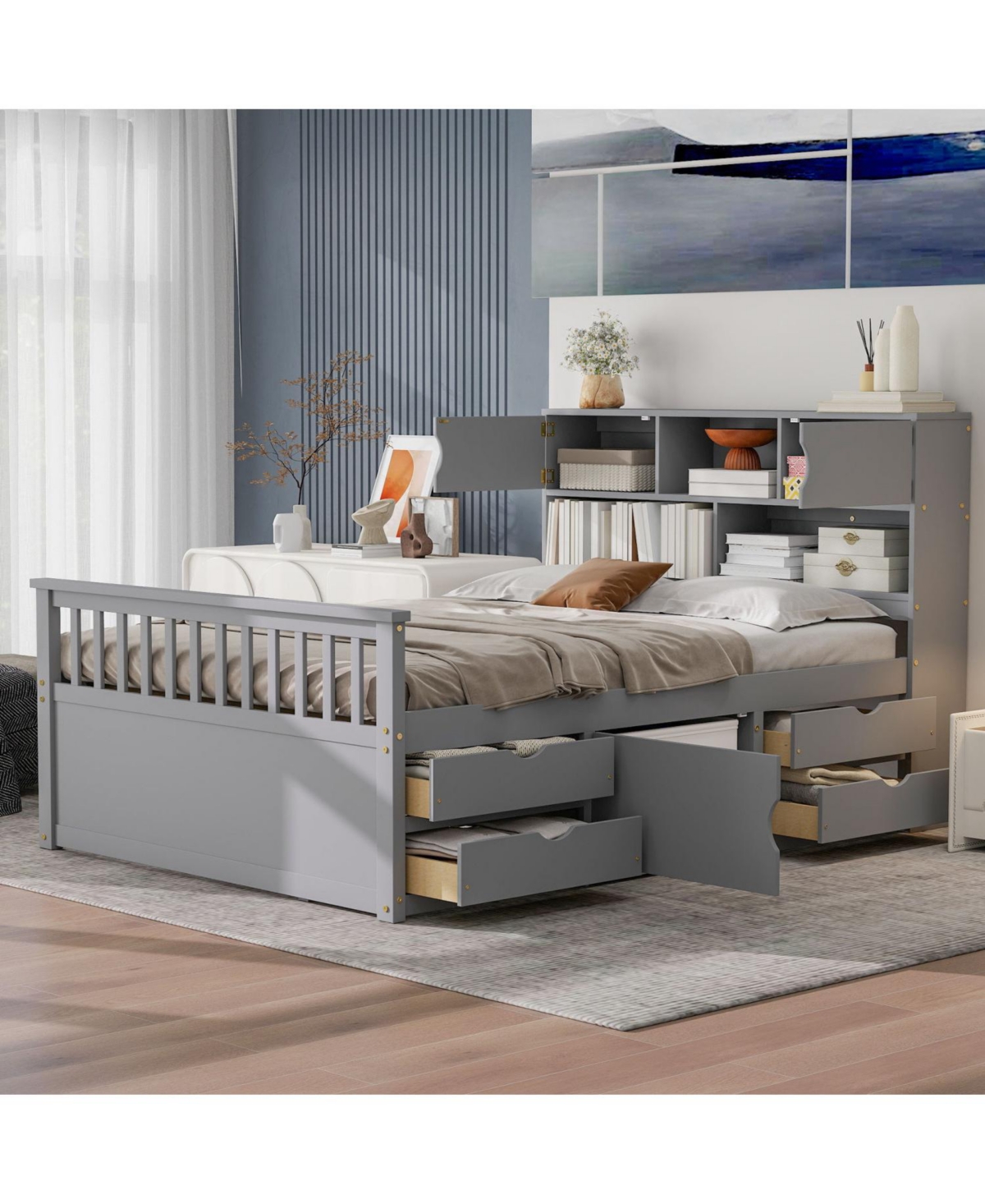 Streamdale Furniture Captain Platform Bed Frame w/ Storage & Drawers