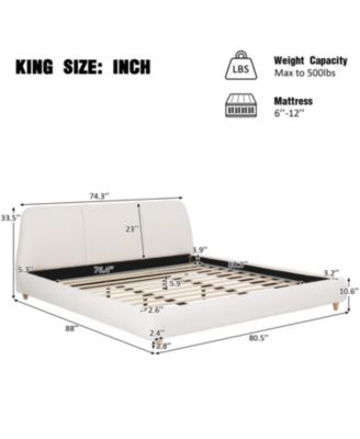 White Linen Upholstered Bed Frame