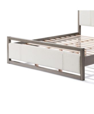 King Bed with Boucle fabric Headboard Wood Frame