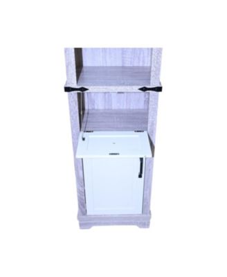 Farmhouse Bathroom Storage Cabinet - Grey & White