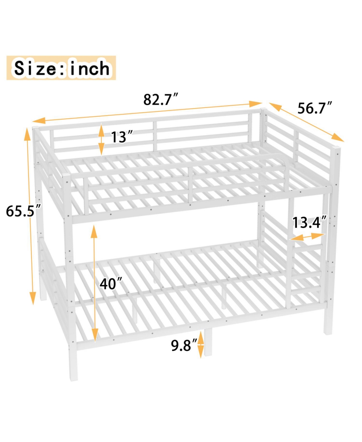 Streamdale Furniture Full Xl over Full Xl Metal Bunk Bed