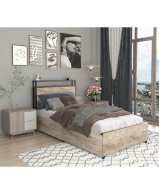 Twin Bed Frame Storage Headboard Charging Station