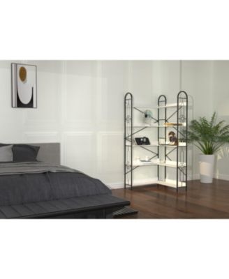 5-Tier Industrial Corner Bookshelf