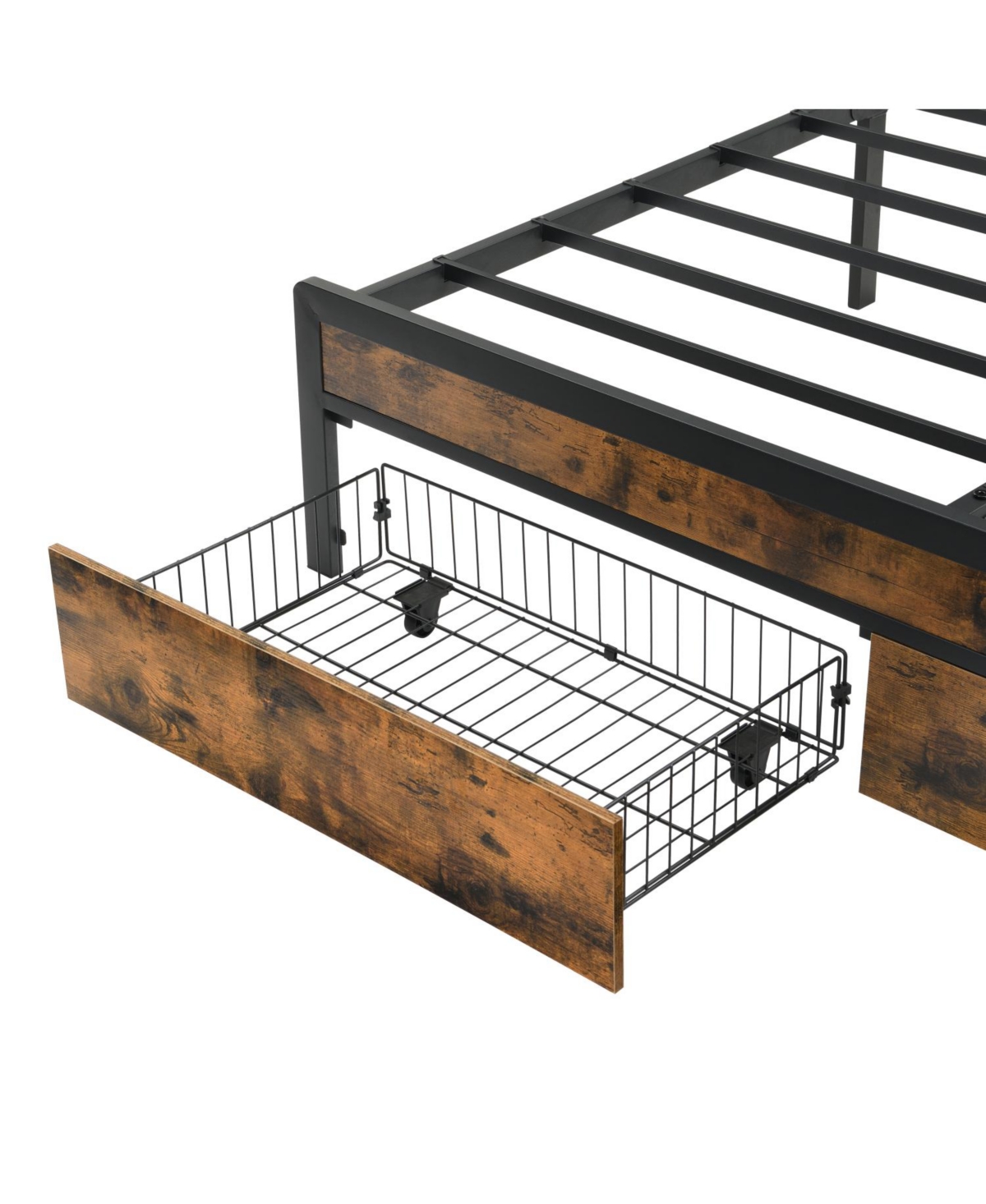 Streamdale Furniture Led Bed Frame with Storage Drawers & Usb Charging