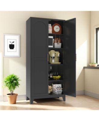 71" Metal Storage Cabinet with Doors & Adjustable Shelves (Black)