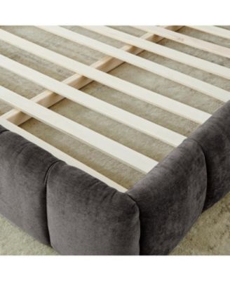 King Upholstered Platform Bed Frame - Dark Gray