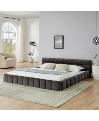 King Upholstered Platform Bed Frame - Dark Gray