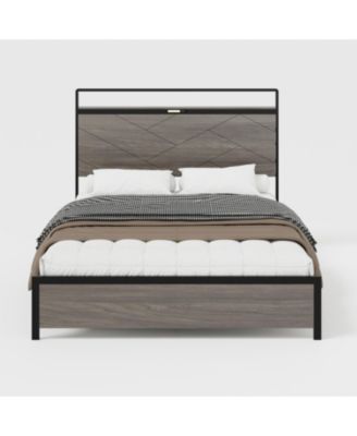 Full Bed Frame with LED Headboard & USB