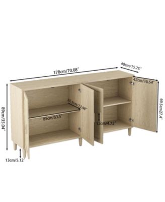 Rattan Buffet Cabinet - 70" 4-Door Sideboard