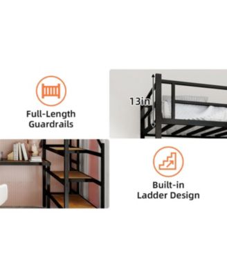 Streamdale Loft Bed with L-Desk, Storage, Stairs & Railing