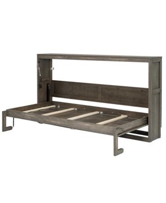 Twin Murphy Bed with LED Light - Brown