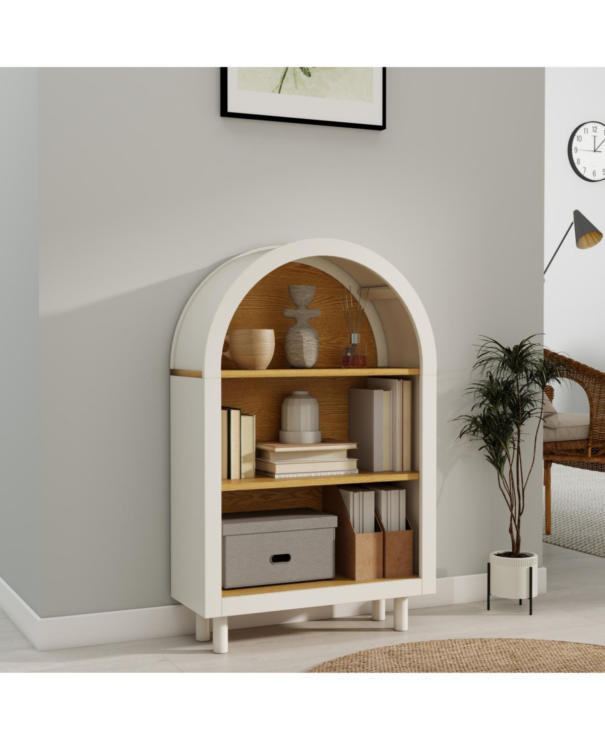 Streamdale Furniture Arched & Woodgrain 3-Shelf Bookcase