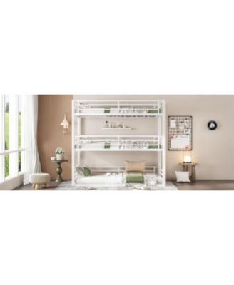  Triple Twin XL Metal Bunk Bed with Guardrails