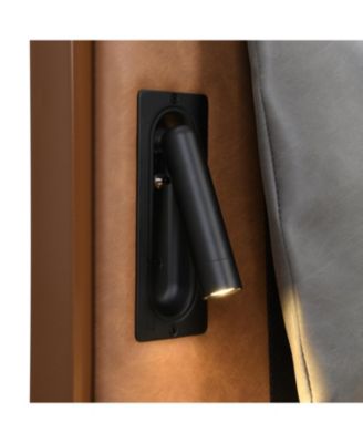 1 Count Leather Queen Bed with 2pcs Night Lights