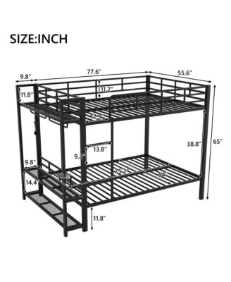 Streamdale Metal Bunk Bed with Storage, LED Light