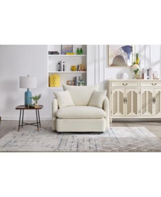 Swivel Chair with Pillows - Beige