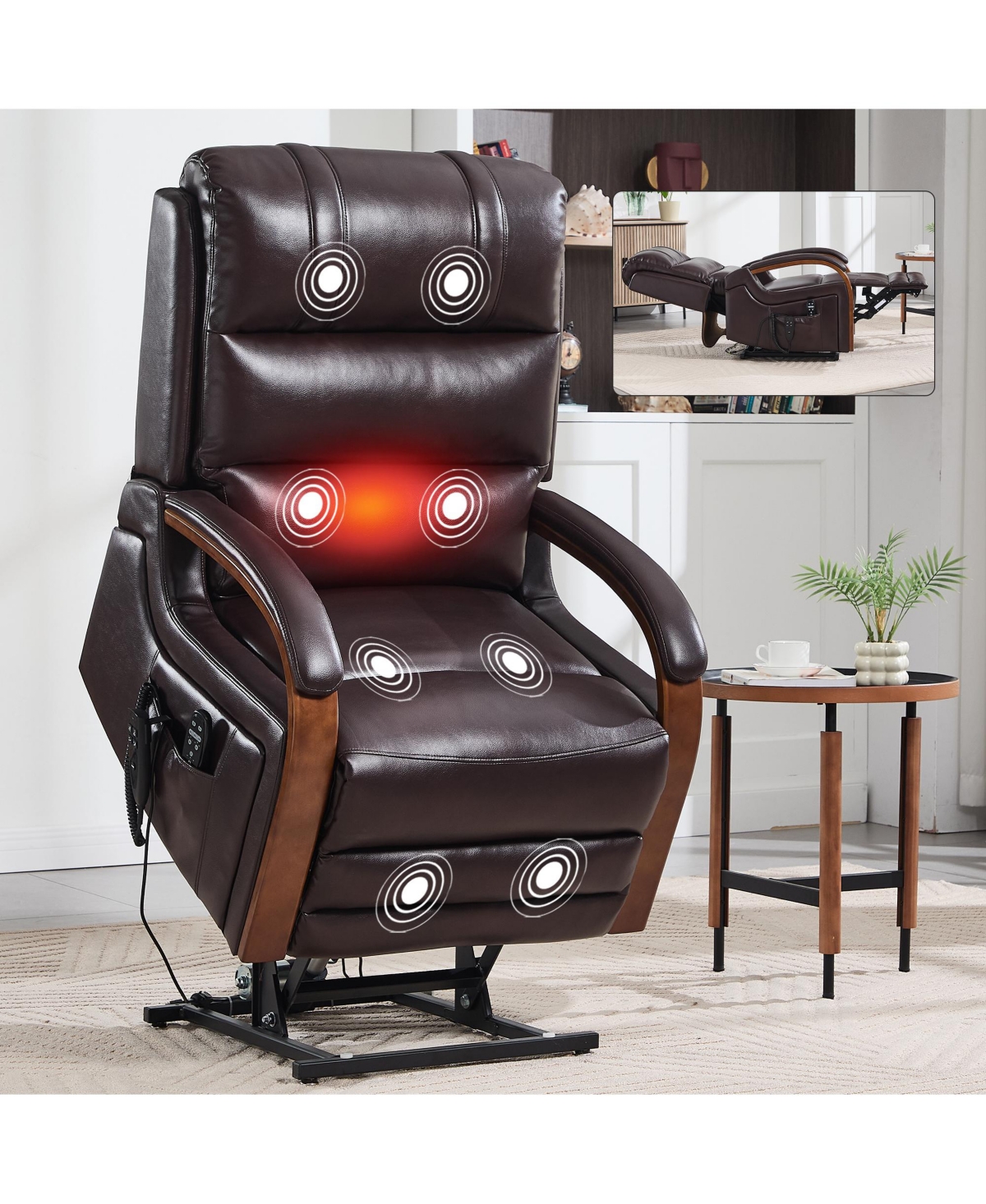 Streamdale Furniture Power Leatheraire Lift Recliner Heat Massage