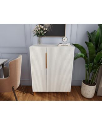 Modern White Sideboard Cabinet - Gold Handles