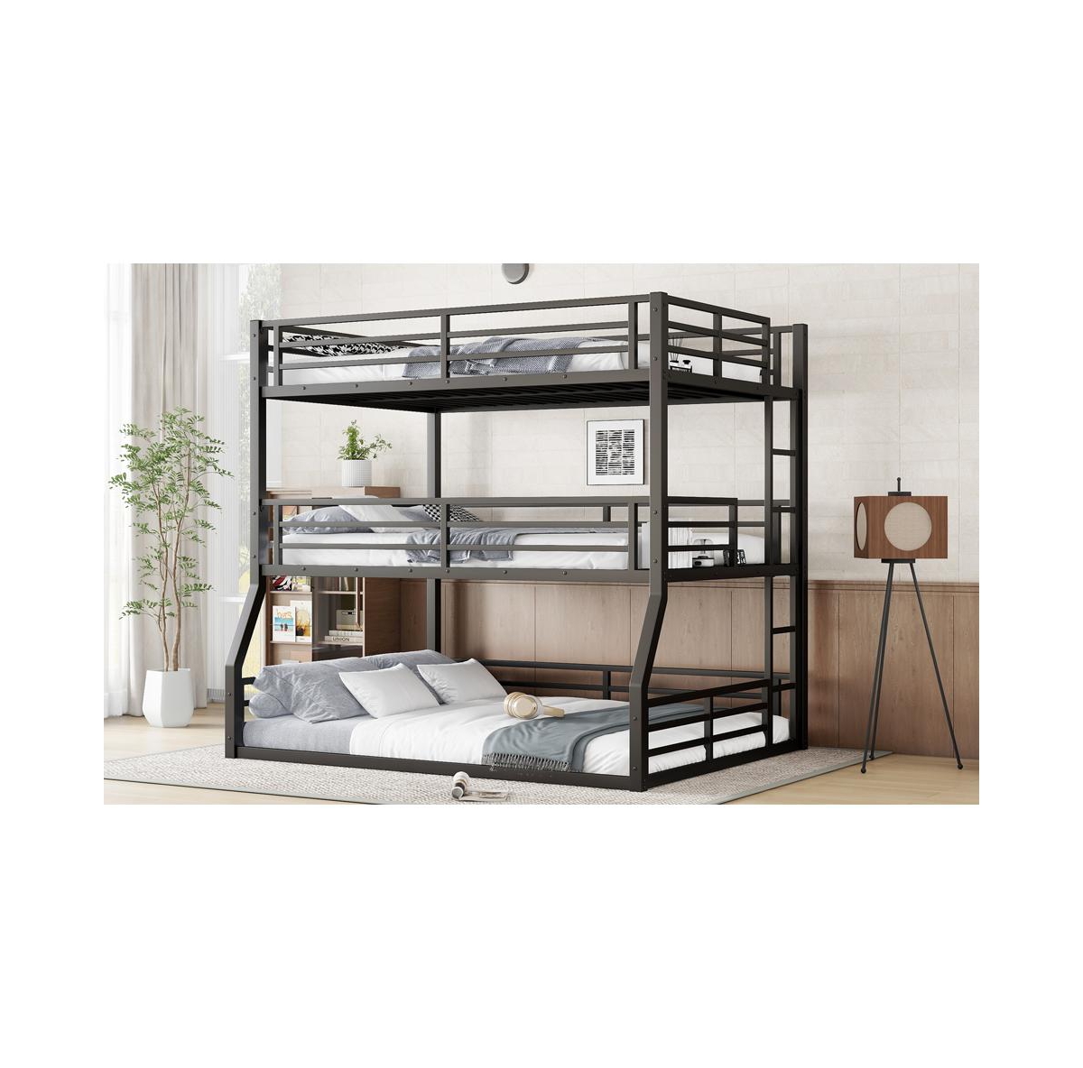 Streamdale Furniture Triple Bunk Bed, Metal, Heavy-Duty
