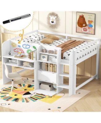 Streamdale Low Loft Bed with Desk, Storage, Bookcase & Whiteboard