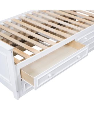 Twin Wood Platform Bed w/ Cabinet & 8 Drawers