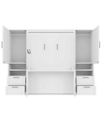 Full Size Murphy Wall Bed with Closet, Drawers and Shelves