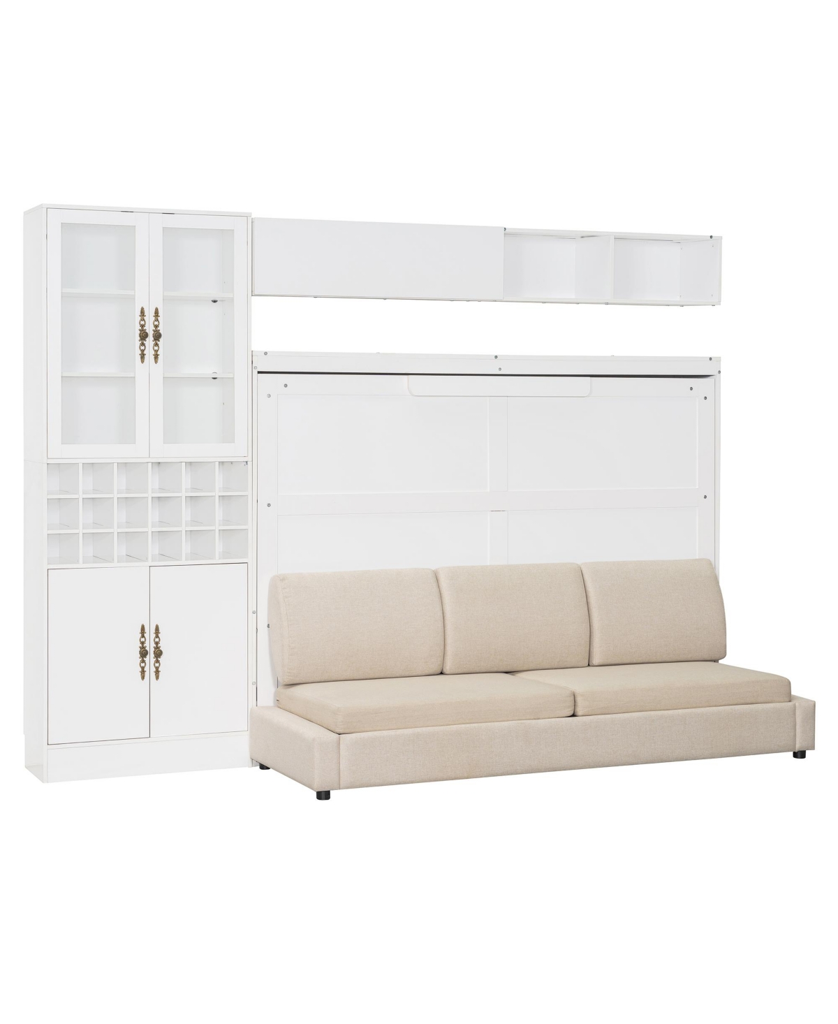 Streamdale Furniture Full Size Murphy Bed Wall Bed with Sofa, Shelves Usb & Light