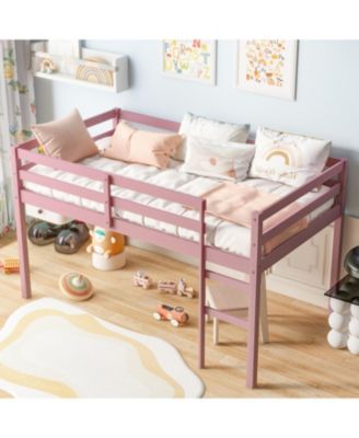 Solid Wood Twin Loft Bed with Ladder