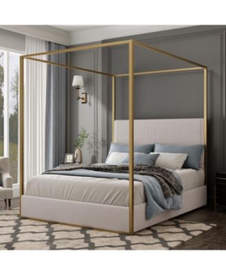 Luxury Beige King Canopy Bed
