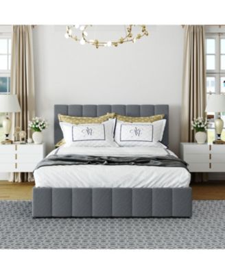Queen Upholstered Platform Bed w/ Hydraulic Storage