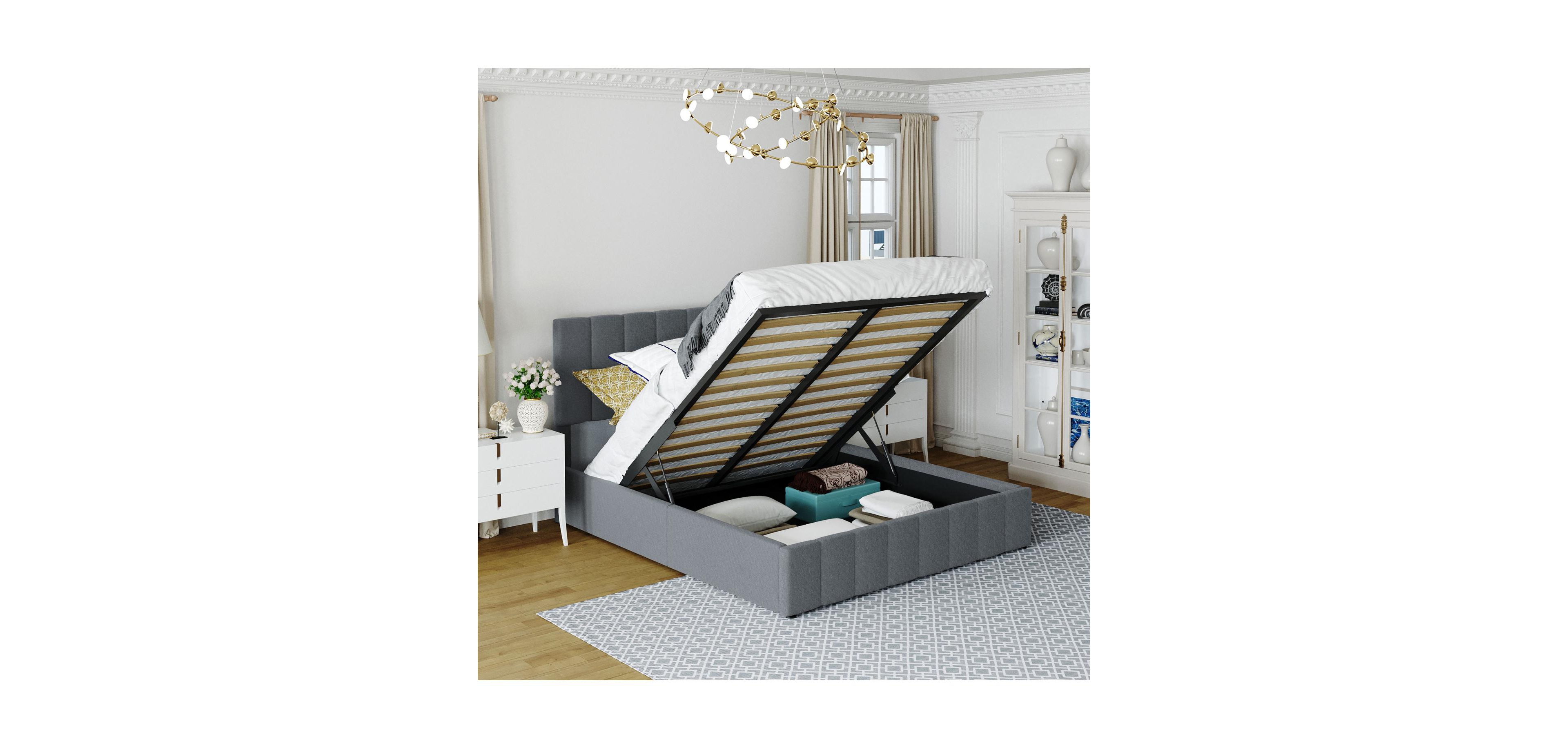 Streamdale Furniture Queen Upholstered Platform Bed w/ Hydraulic Storage