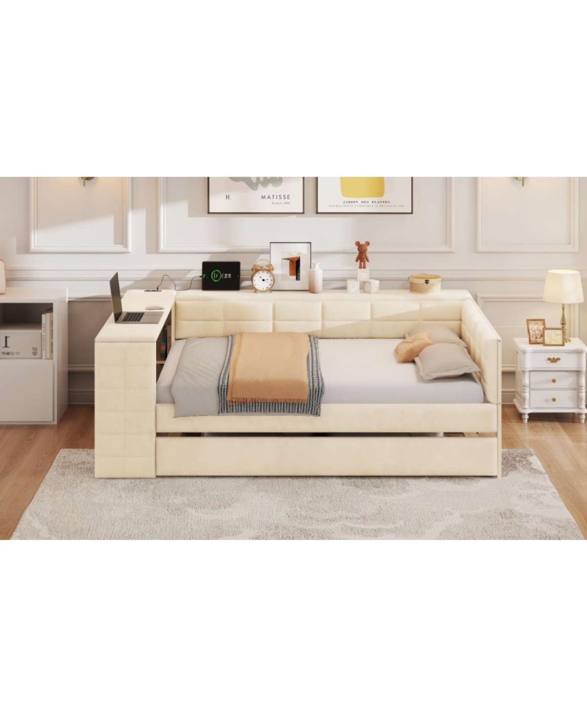 Streamdale Furniture Streamdale Upholstered Platform Bed with Storage, Desk, Trundle