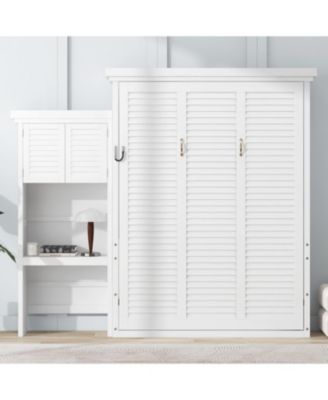 Queen Murphy Bed with Storage & Louvered Detail
