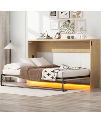Twin XL Size Murphy Bed with LED Light, can be Folded into a Cabinet