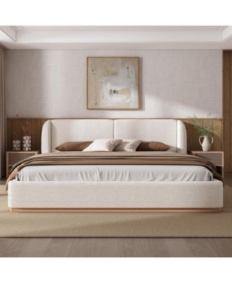 King Size Bed Frame, Boucle Wingback Headboard