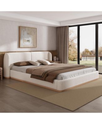 King Size Bed Frame, Boucle Wingback Headboard