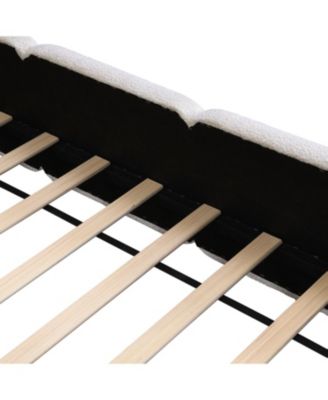 California King Boucle Platform Bed, White