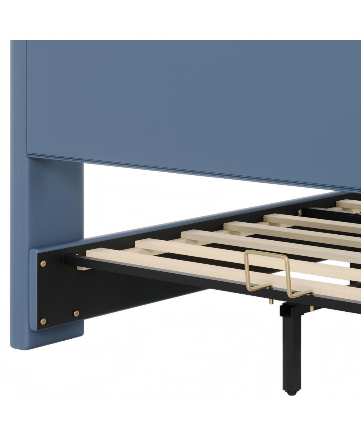 Streamdale Furniture King Leather Bed Frame Wingback Headboard Platform Black