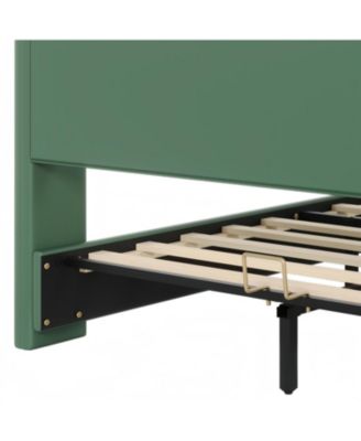 King Leather Bed Frame Wingback Headboard Platform Bed Black