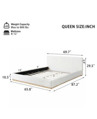 Queen Bed with Solid Wood Frame in Elegant White Finish