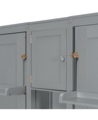 Dual Twin size Wall Murphy Beds with Cabinets and Shelves