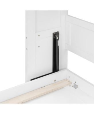  Queen Size Wall Murphy Bed with Ample Storage Space and Diamond Stripes, White