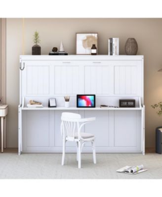  Murphy Bed with Hydraulic Lift & Desk - Gray