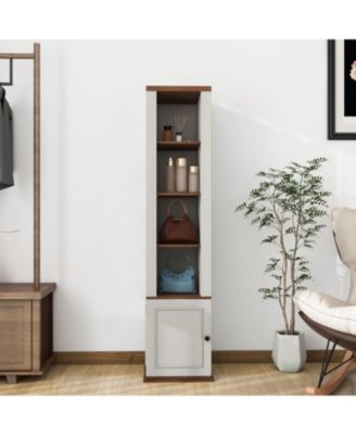 Rotating Mirrored Storage Cabinet - Antique White