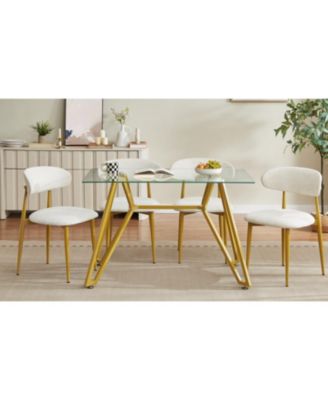 Modern White & Gold Dining Chairs (Set of 2)