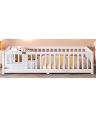 Twin Floor Bed with Guardrails & Door