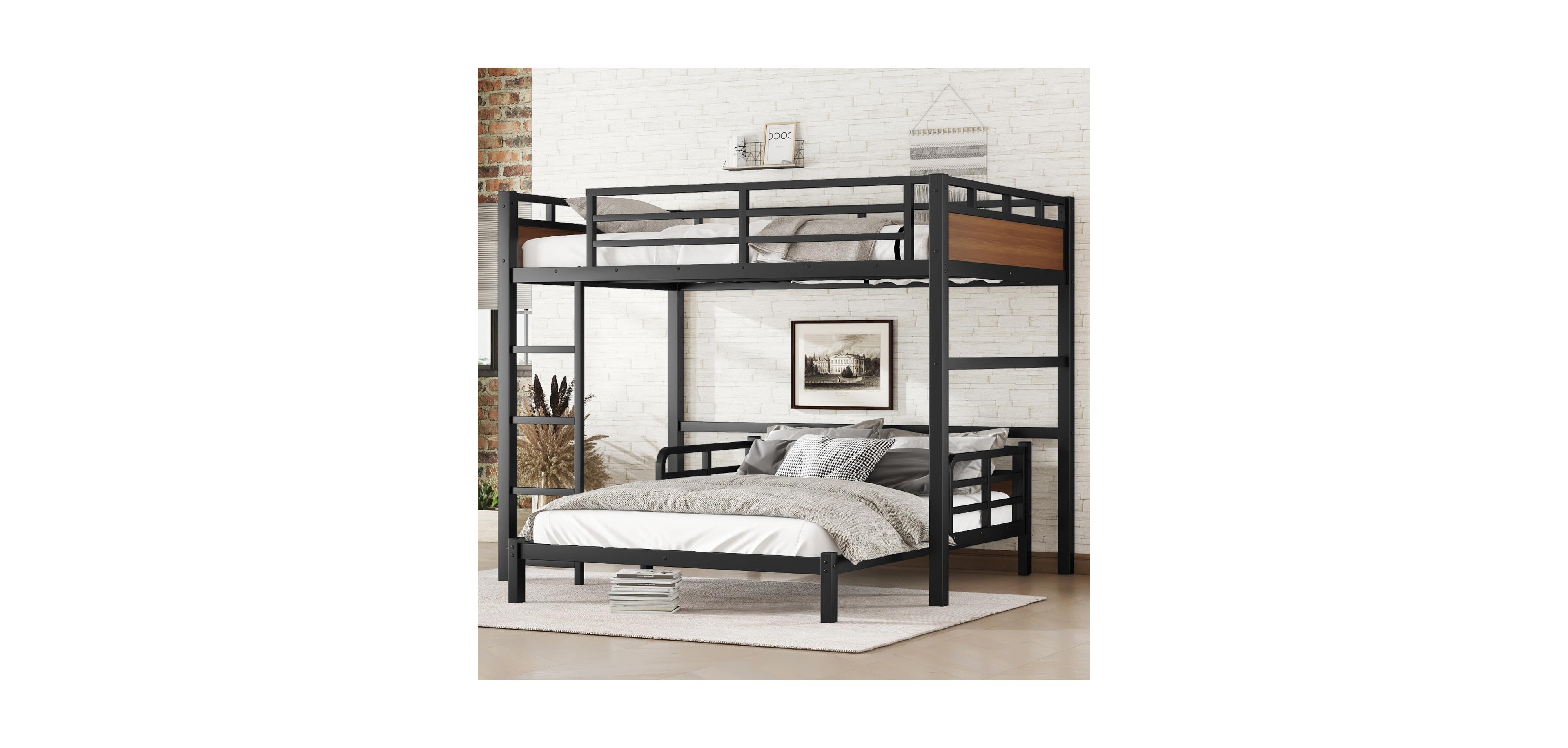 Streamdale Furniture Full Xl Bunk Bed/Loft Bed, Separable, Security Rail, Walnut