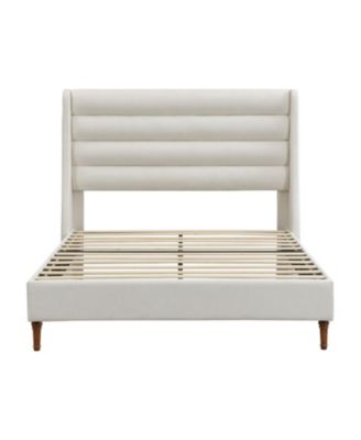 Streamdale Queen Upholstered Platform Bed with Wave Headboard