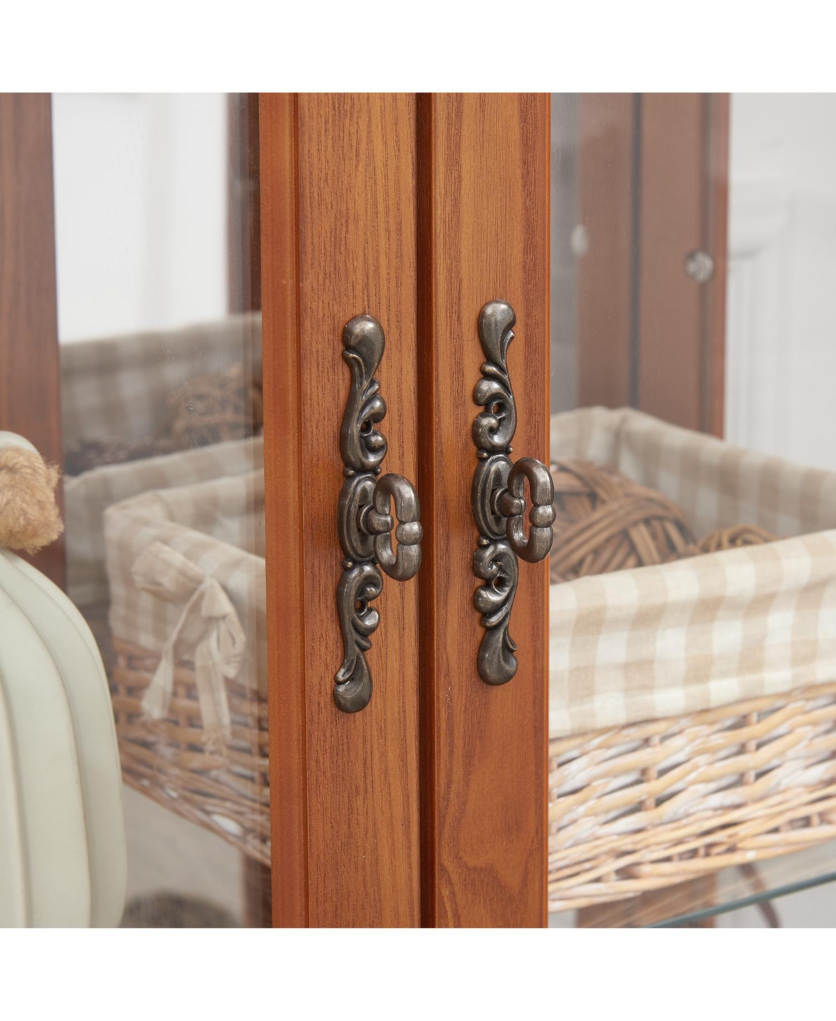 Streamdale Furniture Elegant 2-Door Curio Cabinet - Lighted Display, Oak Finish