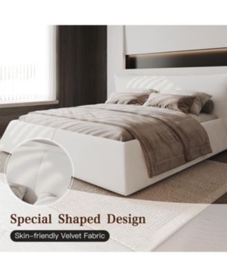 Streamdale Queen Upholstered Platform Bed, Velvet Headboard